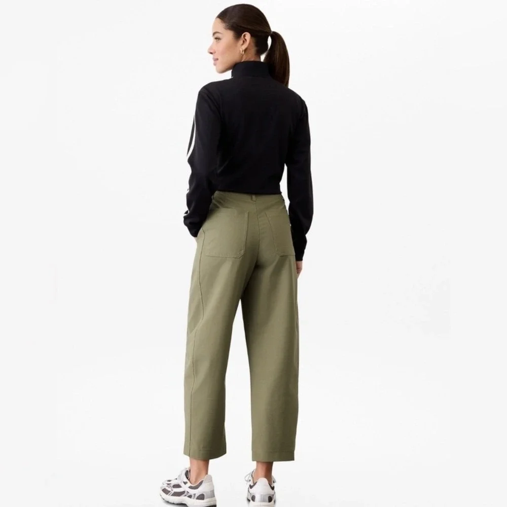 Athleta Skyline High Rise Barrel Leg Pant 12 Olive Branch Green - Picture 2 of 13